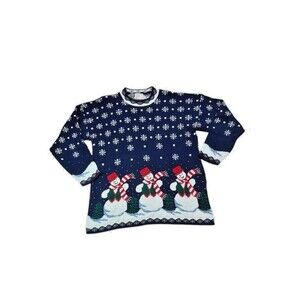 VTG Nutcracker Christmas Sweater Womens Size Small Ugly Snowmen Party Holiday